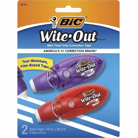 Bic Correction Tape Mini 1/2" x 26.2' White 2 Pack WOMTP21
