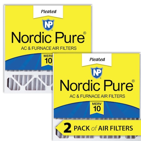 Nordic Pure 20x20x5 Pleated Air Filter, High Capacity, Electrostatically Charged Synthetic Media, MERV 10, 2 PK 20x20x5HM10-2