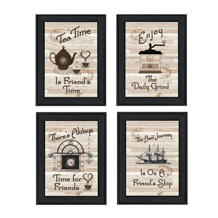 Homeroots Set Of Four Friendship 1 Black Framed Print Kitchen Wall Art, 4PK 405927
