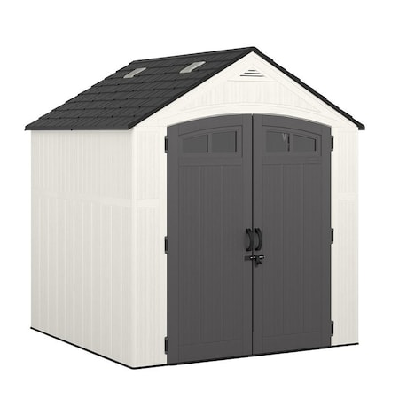 Suncast Ridgeland Storage Shed, 327 cu-ft Capacity, 7 ft 4 in W, 7 ft 1-1/4 in D, 8 ft 2 in H, Resin BMS7704