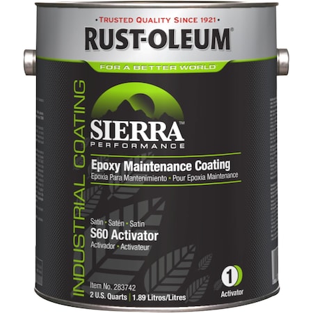 Rust-Oleum Epoxy Activator Satin Finishes, Clear, Satin, 1 gal, 230 to 340 sq. ft./gal., S60 Series 283742