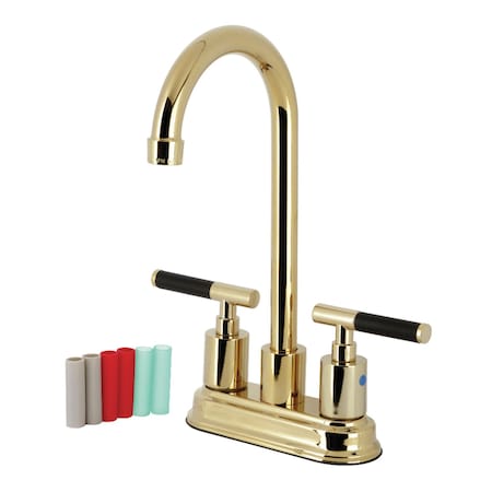 Kingston Brass Double-Handle 4" Centerset Bar Faucet, Polished Brass KB8492CKL