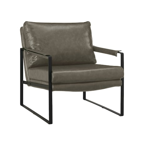 Homeroots 27" Dark Gray Faux Leather And Black Arm Chair 526386
