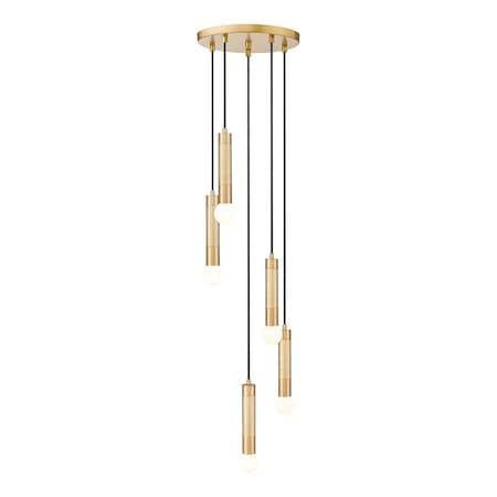Z-Lite Stari 5-Light Chandelier, 12 in W, Modern Gold 1956P-5R-MGLD