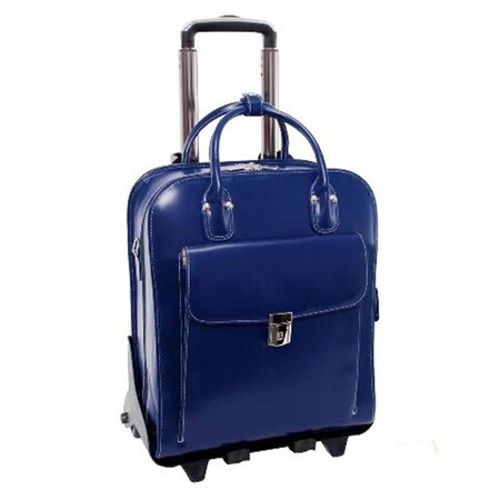 A1 Luggage 15.6 in. La Grange Leather Vertical Detachable Wheeled Ladies Briefcase, Navy - 14 x 6 x 16.5 in. A1916957