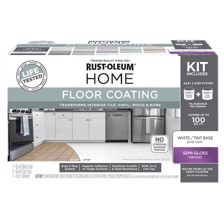 Rust-Oleum Home Semi-Gloss White Tint Base Floor Coating Kit 1 qt 360099