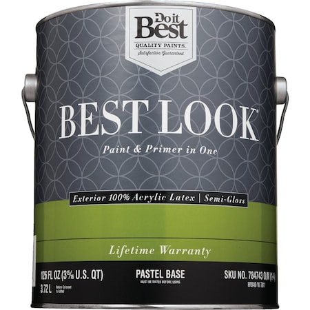 Do It Best 100% Acrylic Latex Premium Paint & Primer In One Semi-Gloss Exterior House Paint Pastel Base 1 Gal. HW40W0781-16