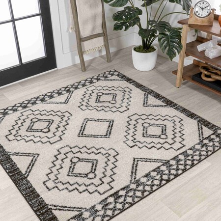 Jonathan Y Amir Moroccan Beni Souk Cream/Black 3 ft Square Area Rug MOH200A-3SQ