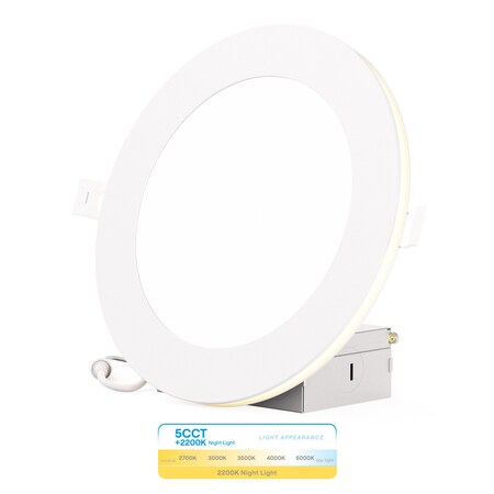 Infibrite 6 In Slim Recessed LED with Night Light 5CCT Selectable White 12 Watt 1050LM Triac Dimmable IB-002-28-12W-WH