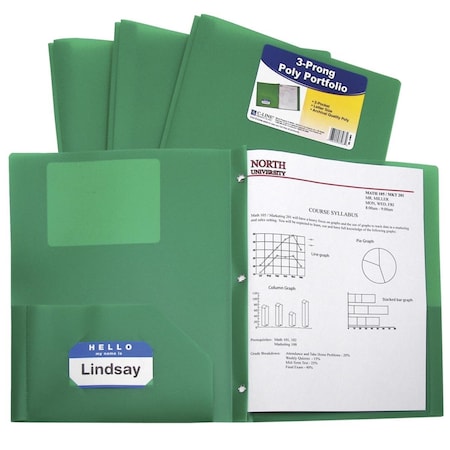 C-Line Products C-Line Products  Two-Pocket Heavyweight Poly Portfolio Folder with Prongs, Green, 25PK 1597279