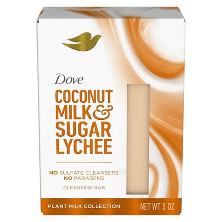 Dove Coconut Milk and Sugar Lychee Smooth Revitalizer Plant Milk Cleansing Bar Soap, 5 Ounce, 72PK 64786881