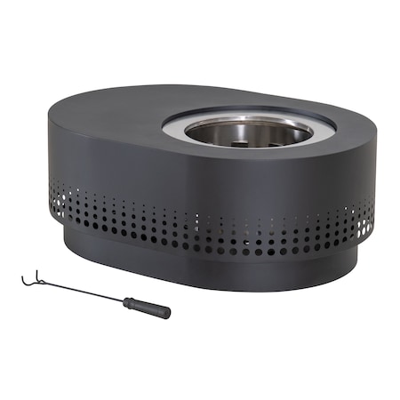 Sunjoy 38 in Smokeless Fire Pit with Ash Pan and Poker, Portable Wood Burning Fireplace, Black A301061100