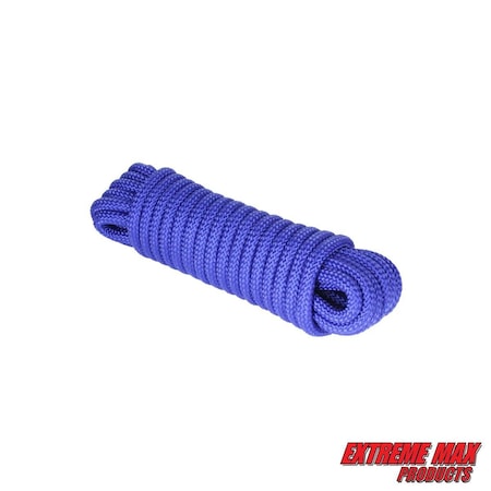 Extreme Max 3008.0292 16-Strand Diamond Braid Utility Rope - 5/8" x 25', Blue 3008.0292