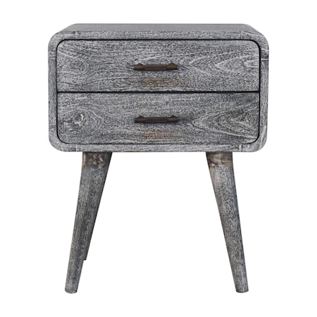 Homeroots 22" Gray Solid Wood Two Drawer Nightstand 651872