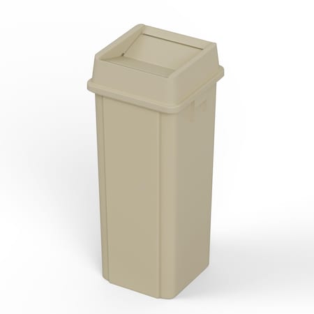 Regal Altair 23 Gallon Square Beige Plastic Trash Can with Drop Shot Swing Lid, ZR-TC-100-BG-23+LD-100-KIT