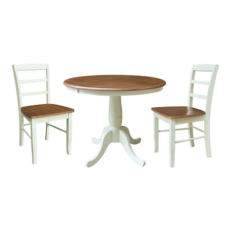 Whitewood Industries Rectangular Extension Dining Table W/ 2 Chairs, 36 in W, 29.9 in L, 48 in H, Parawood, 3 K79-36RXT-C2-2
