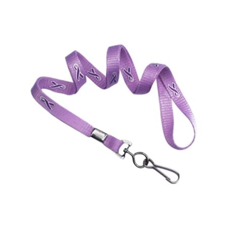 Brady LANYARD STANDARD, PURPLE RIBBON CANCER, 3/8, FLAT SILKSCREEN, CRIMP AND NPS SWIVEL 2138-5290