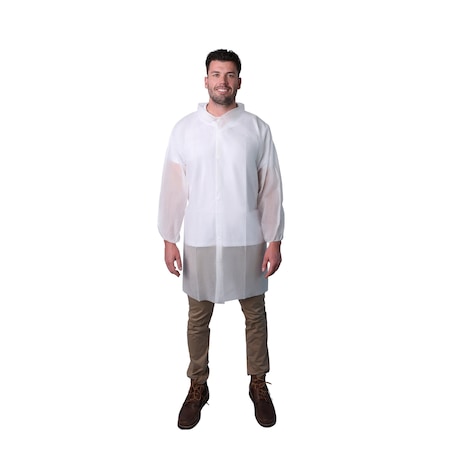 Vguard Disposable Lab Coat, Medium weight Polypropylene, Snap Closure Closure, White, S, 30 PK B1CS11