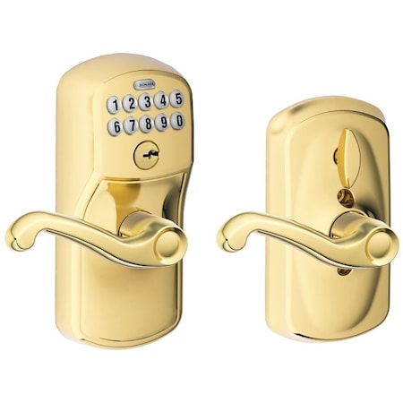 Schlage FE Series FE595 PLY 505 FLA Keypad Lock with FlexLock, Different Key, Flair Lever Interior Handle FE595V PLY/FLA 50