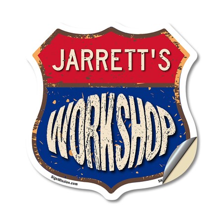 Signmission Jarrett's Workshop, 18 Inch X 18 Inch, Vinyl Decal SHI-D-18-489-JARRETT