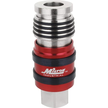 Milton 2-In-1 Universal Safety Exhaust Quick-Connect Industrial Coupler 1/2 Body 1/2 FNPT S-1773
