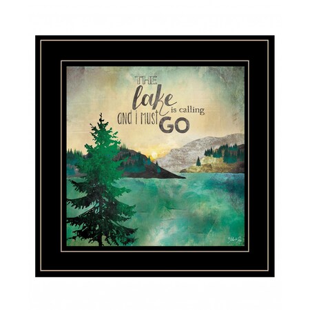 Homeroots The Lake is Calling 2 Black Framed Print Wall Art 407759