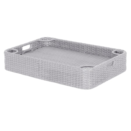 Sunjoy 36 in. x 24 in. Wicker floating pool tray, Grey F403001000