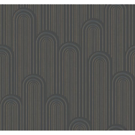 York Wallcoverings Speakeasy Black Metallic Wallpaper Sample CA1540SAM