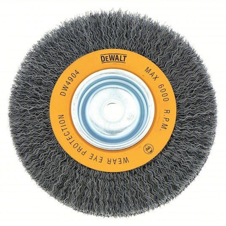 Dewalt 8" crimped bench wire wheel 5/8" abror, wide face, .014" wire DW4907