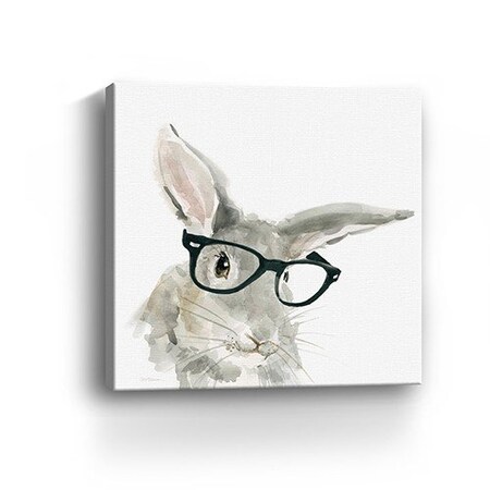 Homeroots 30" x 30" Watercolor Cutie Rabbit in Glasses Canvas Wall Art 398854