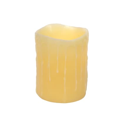 Homeroots Set of Three Yellow Flameless Pillar Candle, 3PK 517649