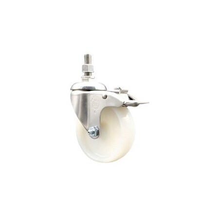 Service Caster 4 Inch 316SS Nylon Swivel 3/8 Inch Threaded Stem Caster Total Lock Brake SCC SCC-SS316TSTTL20S414-NYS-381615