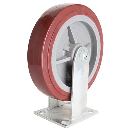 Prosource Rigid Caster, 8 in Dia Wheel, 2 in W Wheel, PU Wheel, Red, 750 lb, Steel Housing Material JC-P07