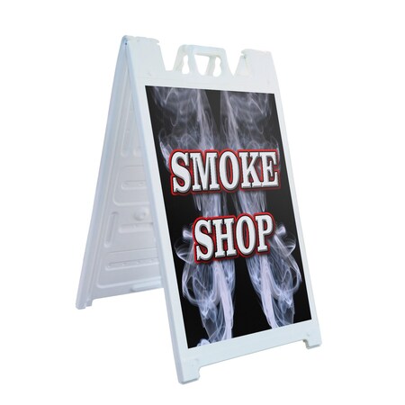 Signmission Smoke Shop, A-Frame & 2 Decals Installed, Heavy-Duty Plastic Frame SBHD-D-2436-Smoke Shop
