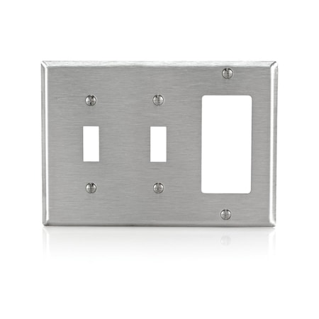 Leviton Combination Wallplate, Standard Size, Gang 3, Brushed Stainless Steel 84421-40