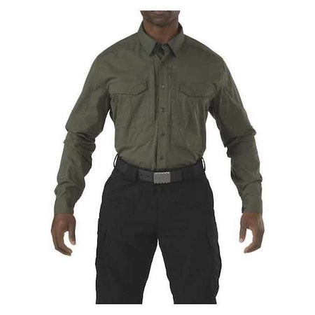 5.11 Military Shirt, 38% Cotton, 62% Polyester, Button, 4 Pocket(s), Olive Green, 3XL 72399ABR-190-3XL