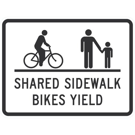 Lyle (Bike & Ped Symbols) --- Shared Sidewalk Bikes, 24x18, High Intensity Prismatic, White G-12105-HI_24x18