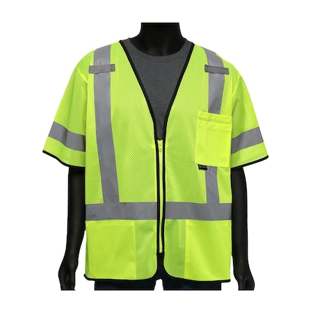 Pip ANSI Type R Class 3 Three Pocket Zipper Mesh Vest 47302/L