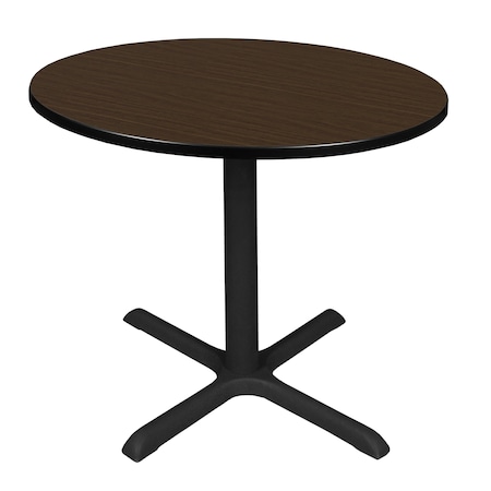 Regency Round Cain Medium X-Base Breakroom Table, 36 in W, 36 in L, Neo Walnut TB36RNDNW