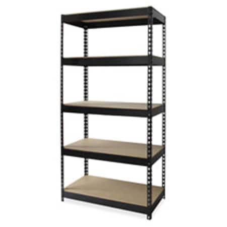 Lorell Riveted Steel Shelving- 48 in. x 18 in. x 72 in.- Black LLR61622