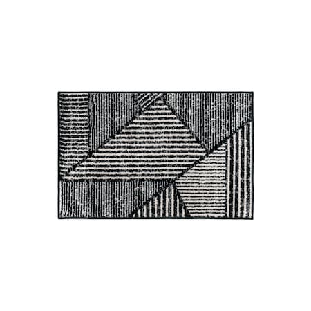 World Rug Gallery Contemporary Distressed Geometric Area Rug 2 ft 3 in x 4 ft Black WR93BLACK2X4
