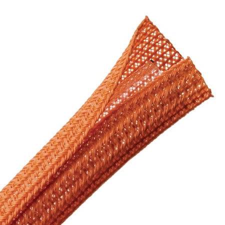 Hellerman Tyton Braided Sleeving, Split Wrap, 0.5" Dia, PET, Orange, 150 ft/bulk reel 170-03083