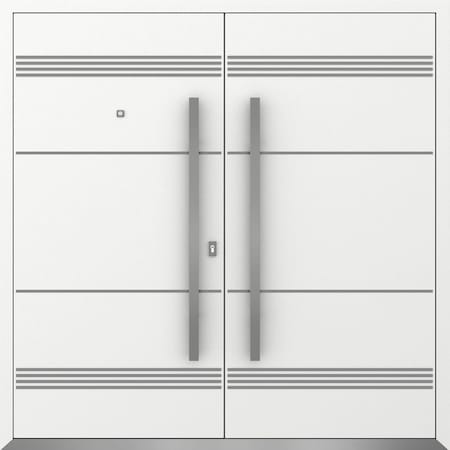 Vdomdoors Metal Double Doors Deux 1705 White Enamel Entry Modern Painted (W72xH80) Left hand Inswing DEUX1705DEXD-BEM-W72xH80-LH-I