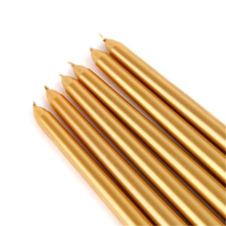 Vaser Designs 12 in. Taper Candles, Metallic Bronze Gold - 12 Piece VA2593467