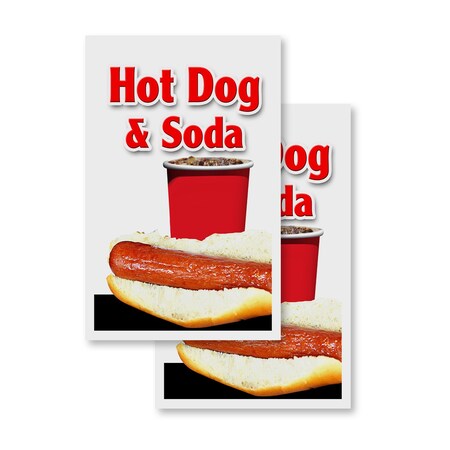 Signmission Hot Dog & Soda, Vinyl Decals Only 24 Inch x 36 Inch, Vinyl Decal, 2PK DSB-2436-2PACK-Hot Dog & Soda