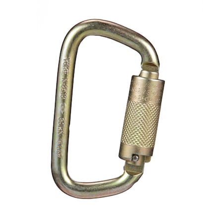 Msa Safety Carabiner, Auto-Lock, Offset-D, 4 3/16 in Length, 9/16" Gate Opening, Steel, Bare Aluminum 10089205