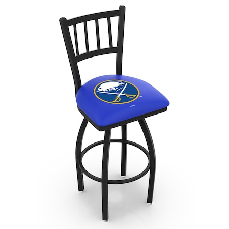 Holland Bar Stool Co 36" Blk Wrinkle Buffalo Sabres Swivel Bar Stool, Jailhouse Back L01836BufSab