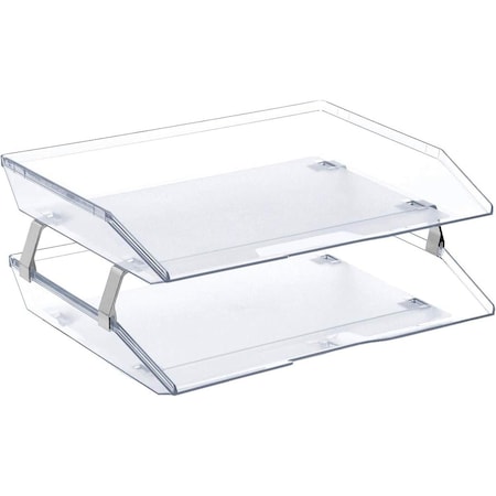 Acrimet Facility 2 Tier Letter Tray Side Load Letter Size A4 Desktop File Organizer Plastic Crystal 253.3