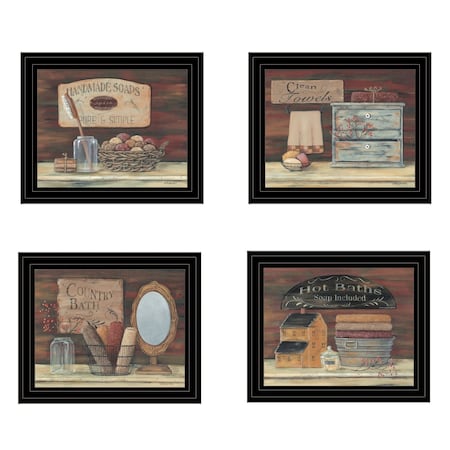 Homeroots Set Of Four Bathroom Collection II 1 Black Framed Print Bathroom Wall Art, 4PK 405631