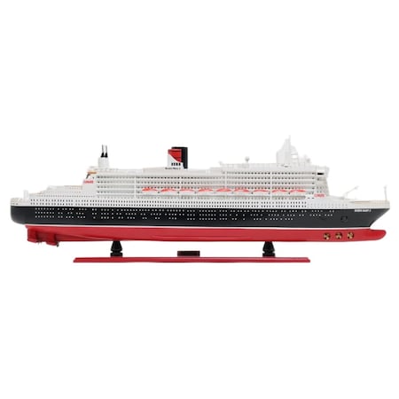 Homeroots 13" Black and Red RMS Queen Mary II Large Boat Hand Painted Decorative Boat 401889